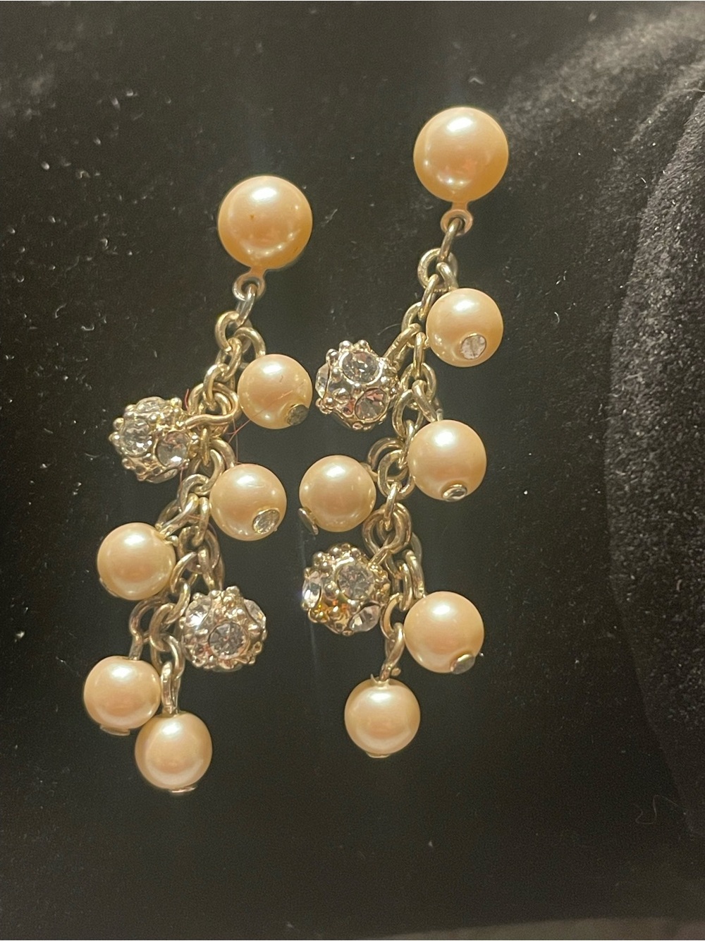 Gold-Tone Pearl and Crystal Dangle Earrings - Ivory Pearls